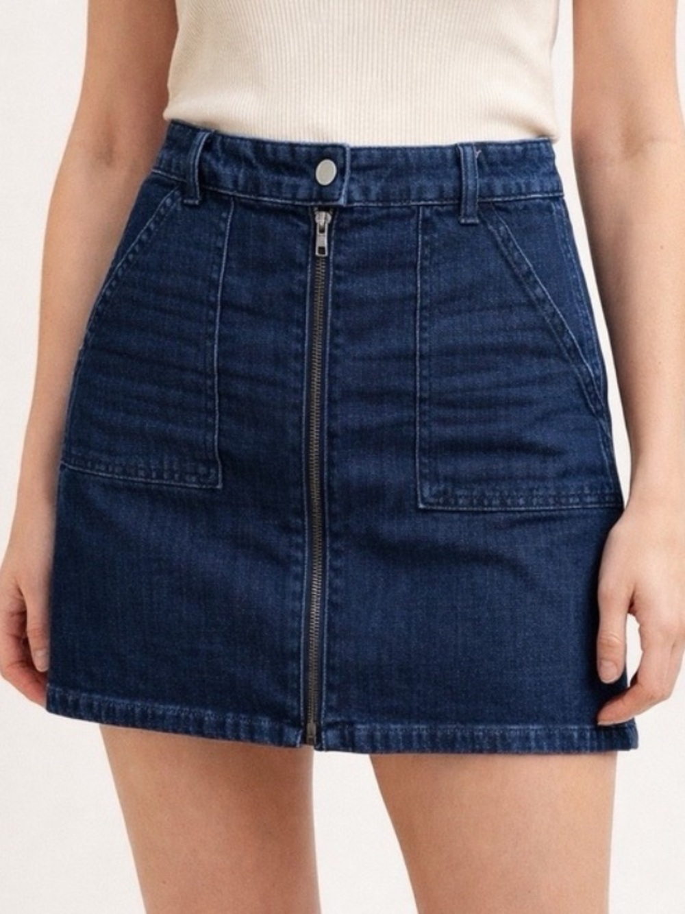 Madewell Dark Blue Denim Zip-Front Mini Skirt